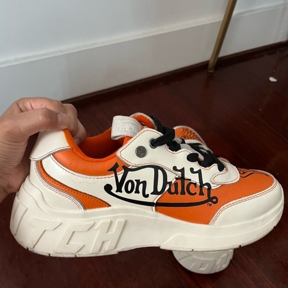 Von Dutch Shoes - Von Dutch Size 8 Women’s Black Orange and White Chunky Sneakers